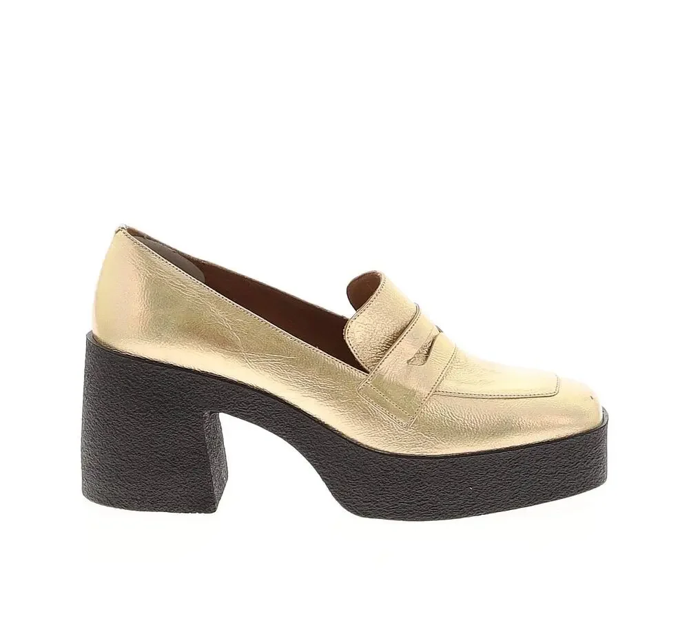 Akaada Yoko Gold Patent Leather Chunky Loafers